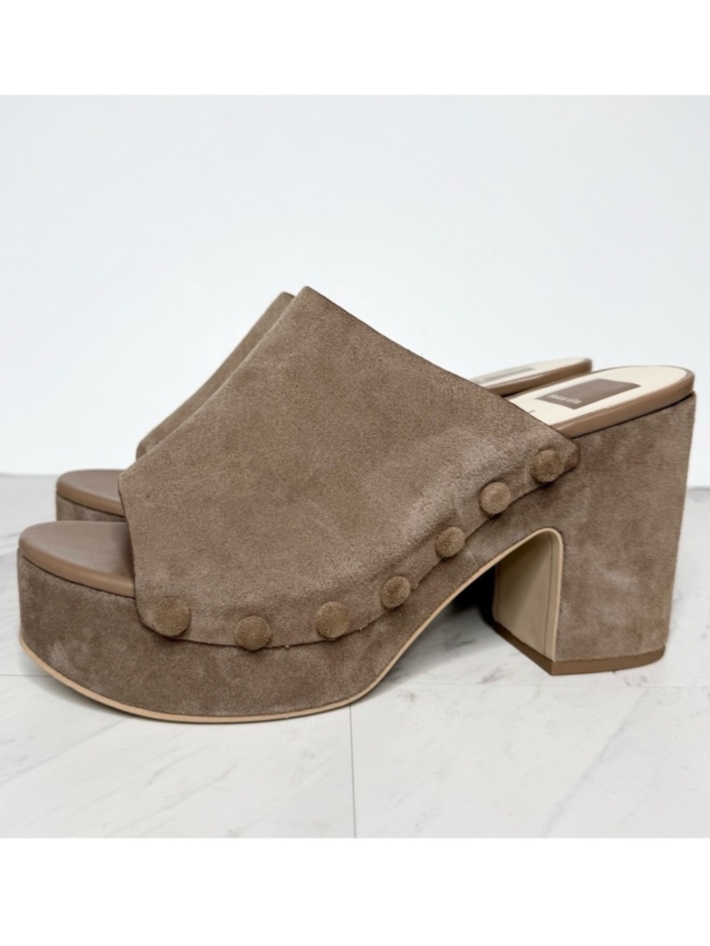 New! Dolce Vita Emol Gray Suede Platform Heeled Sandal 10